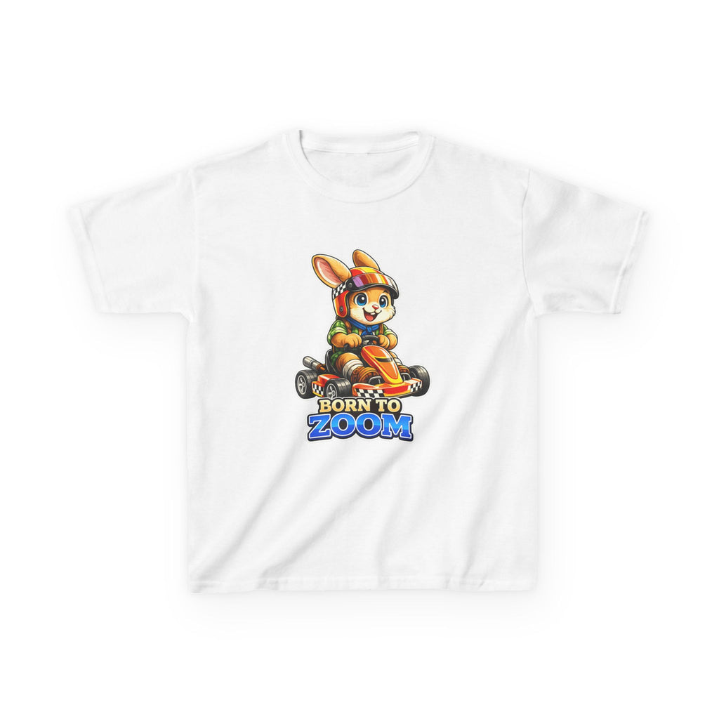 Kids Racing T-Shirt — 'Born to Zoom' Racing Bunny Graphic Tee