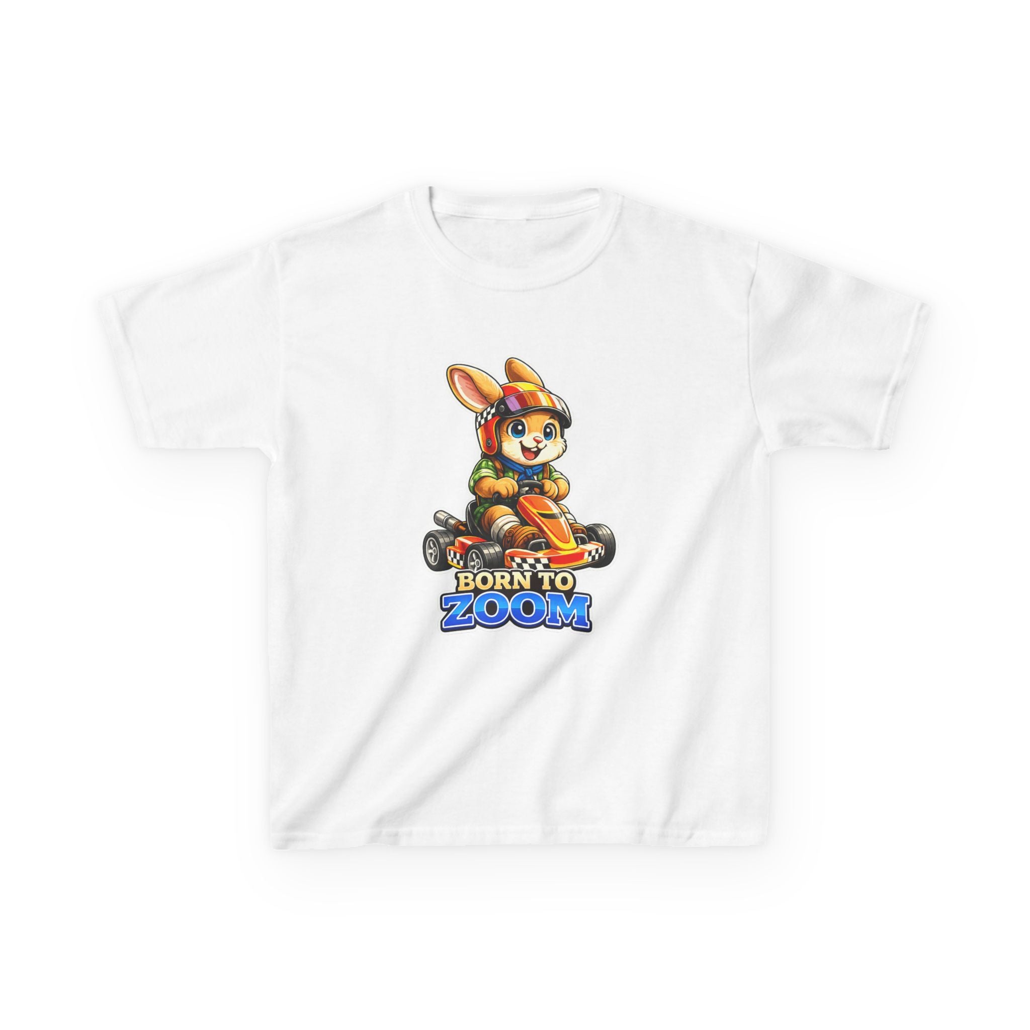 Kids Racing T-Shirt — 'Born to Zoom' Racing Bunny Graphic Tee