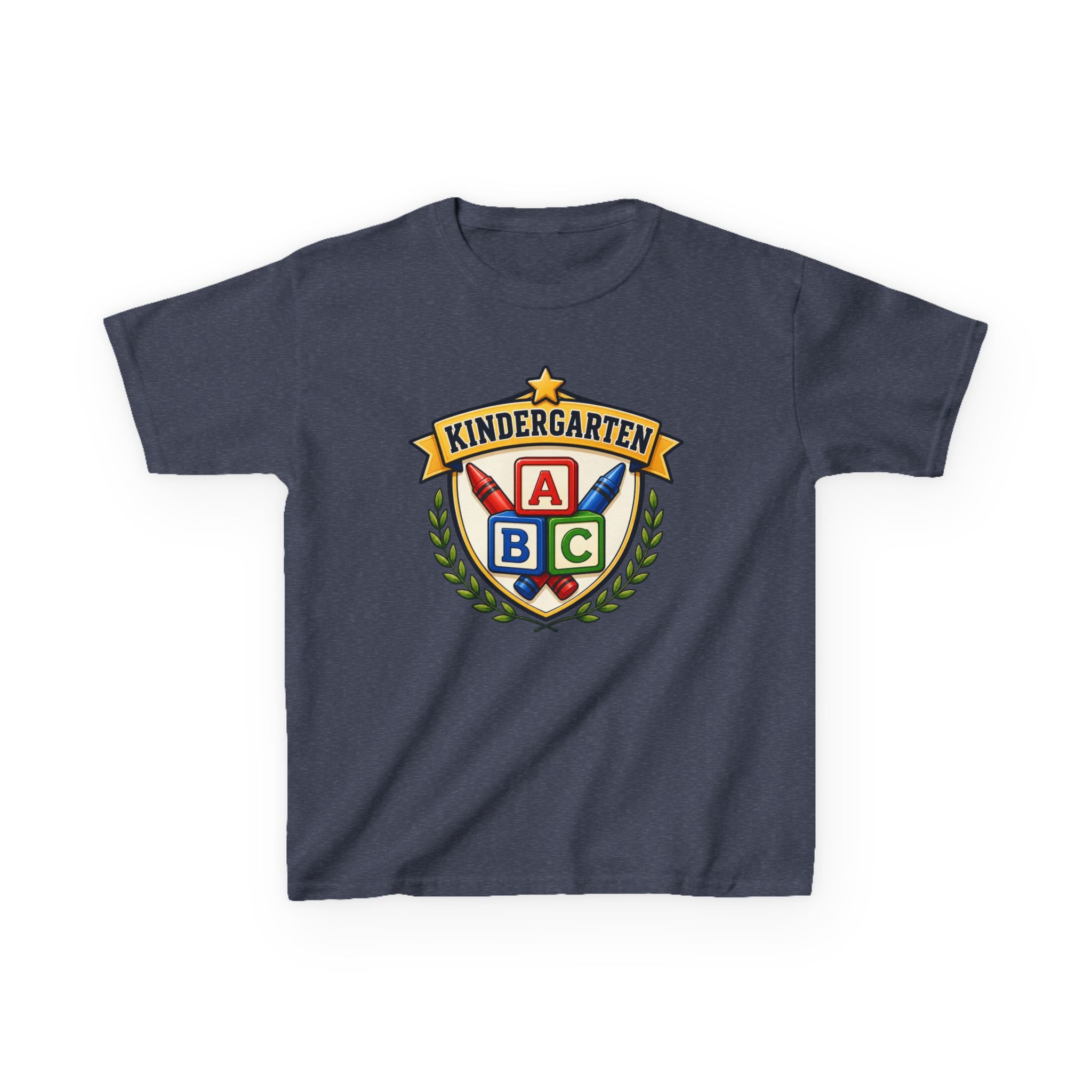Kids Kindergarten T-Shirt — 'ABC Crest' First Day of School Graphic Tee