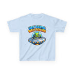 Kidxtr™ Kids Space T-Shirt — 'Hey Earth, Wait For Me!' Alien Spaceship Graphic Tee