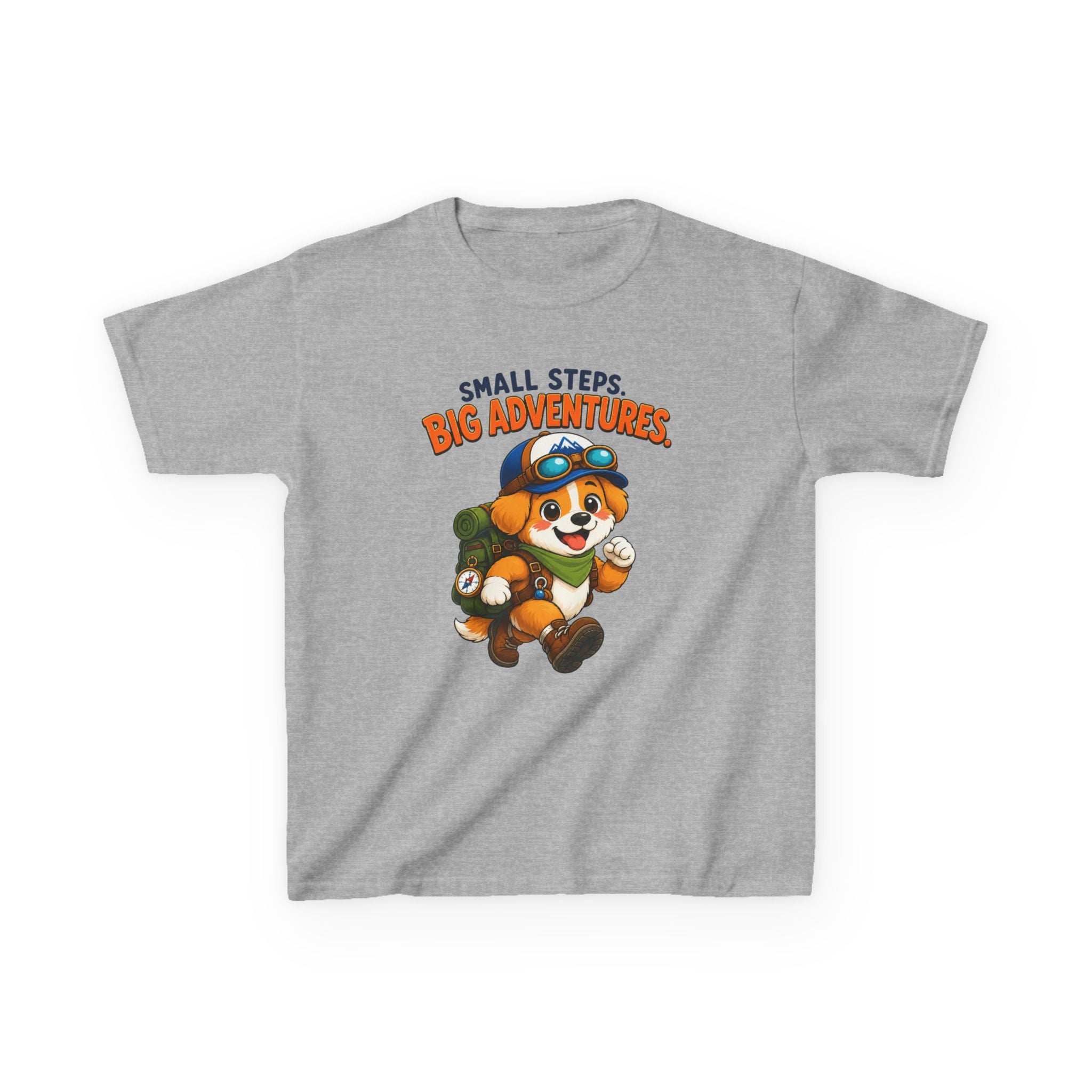 Kids Puppy T-Shirt — 'Small Steps, Big Adventures' Explorer Puppy Graphic Tee