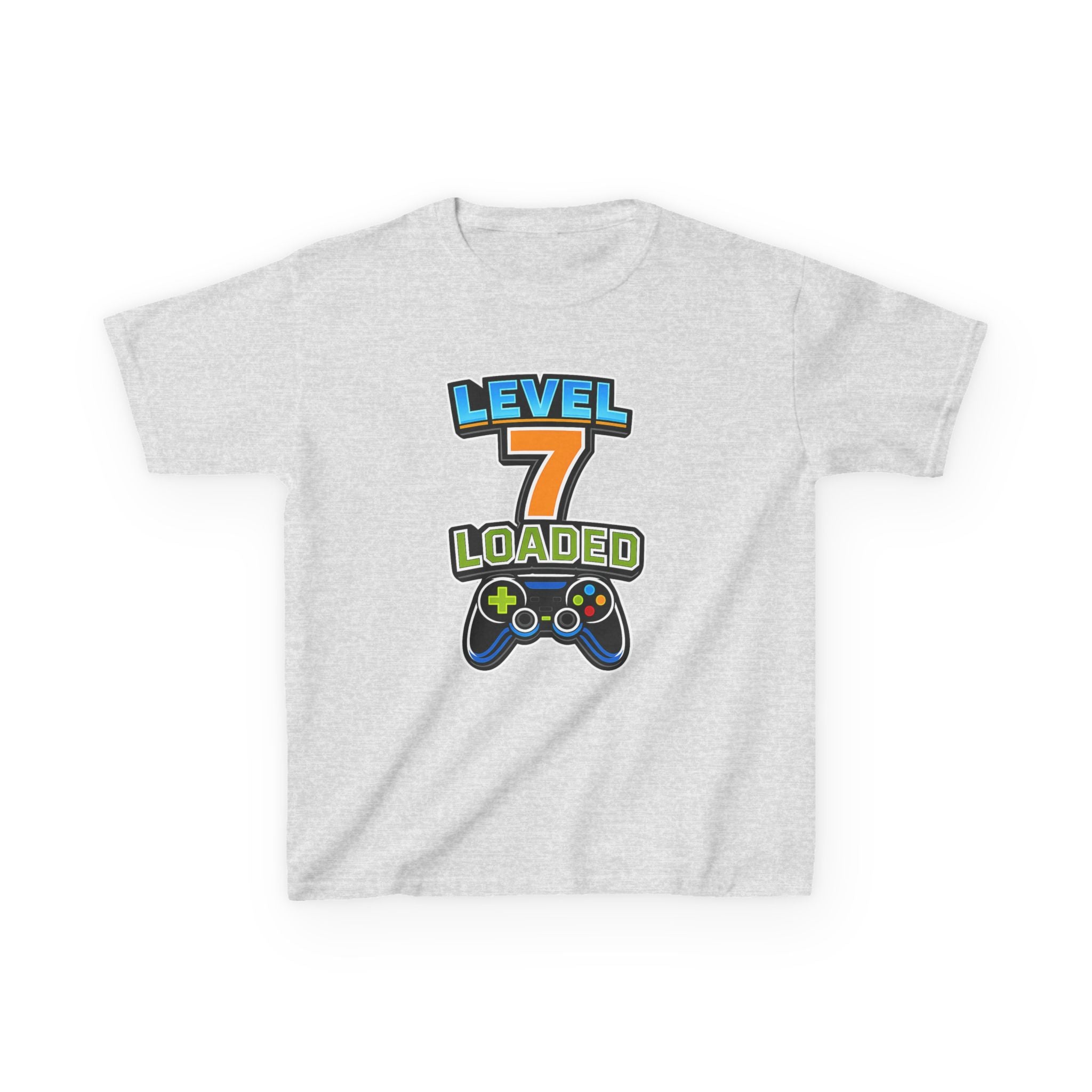 Kids Birthday T-Shirt — 'Level 7 Loaded' Birthday Gamer Graphic Tee