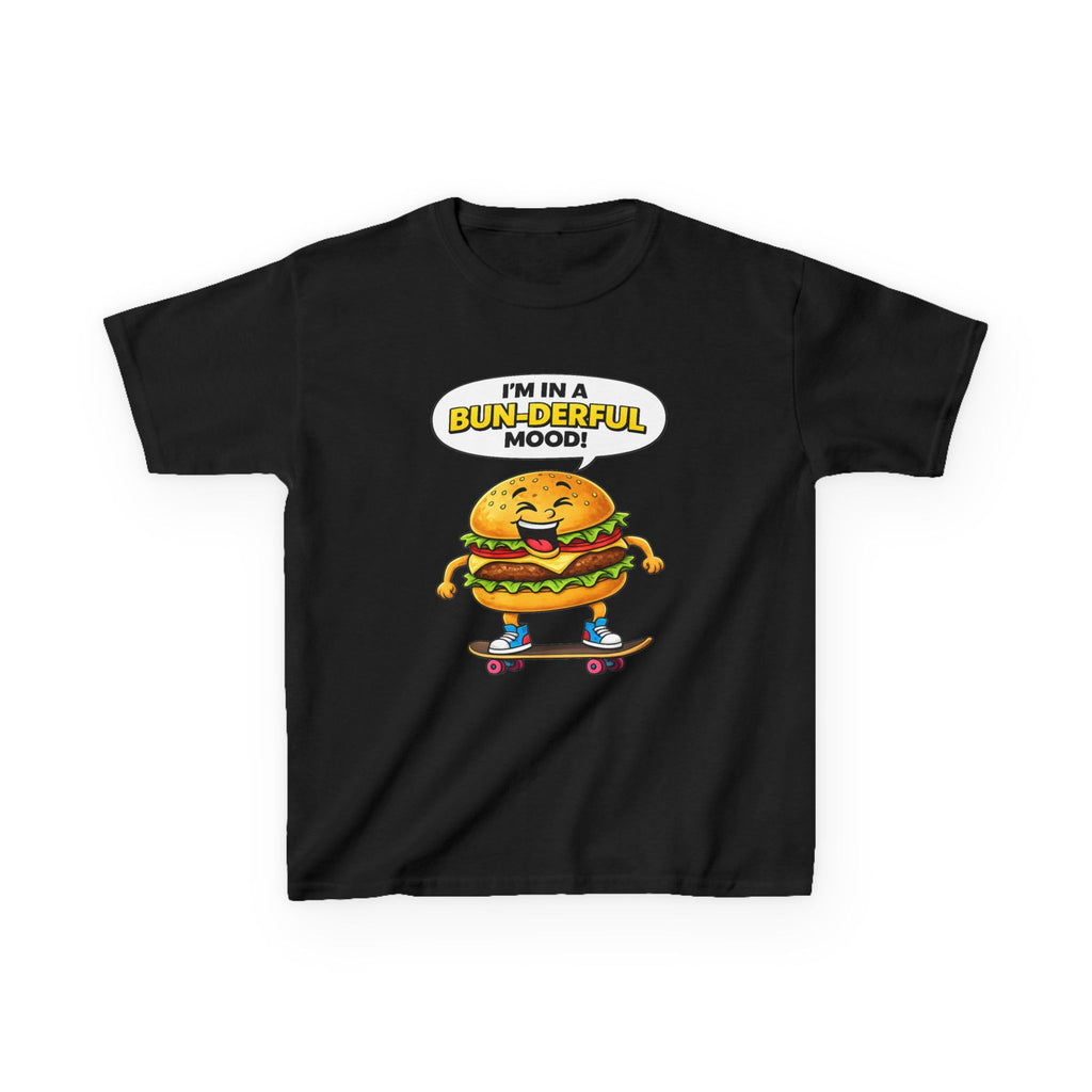 Kids Burger T-Shirt — 'Bun-derful Mood' Skateboard Graphic Tee
