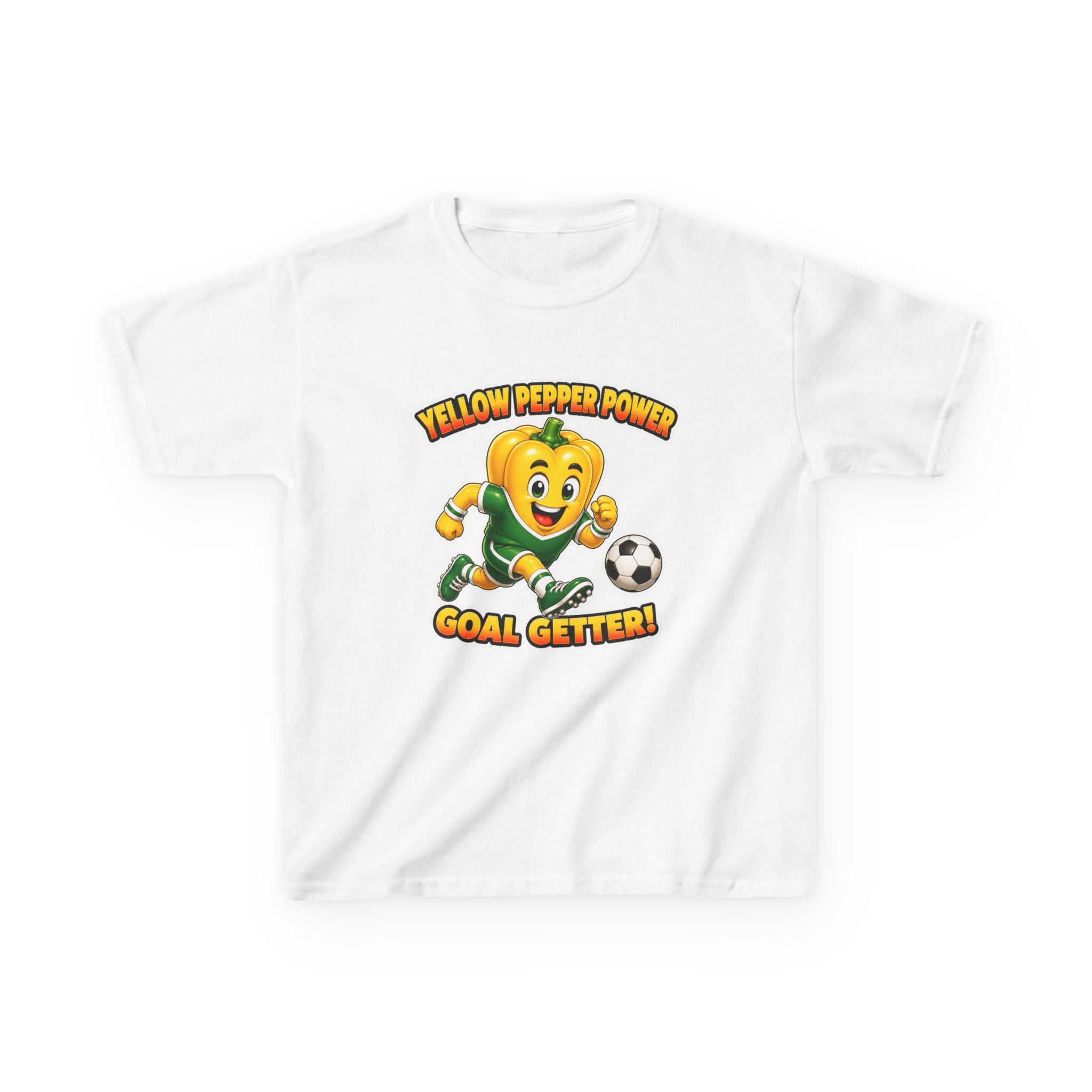 Kids Soccer T-Shirt — 'Yellow Pepper Power' Goal Getter Graphic Tee