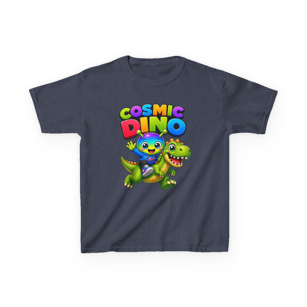 Kids Cosmic Dino T-Shirt — 'Cosmic Dino' Colorful Alien Riding Dinosaur Graphic Tee