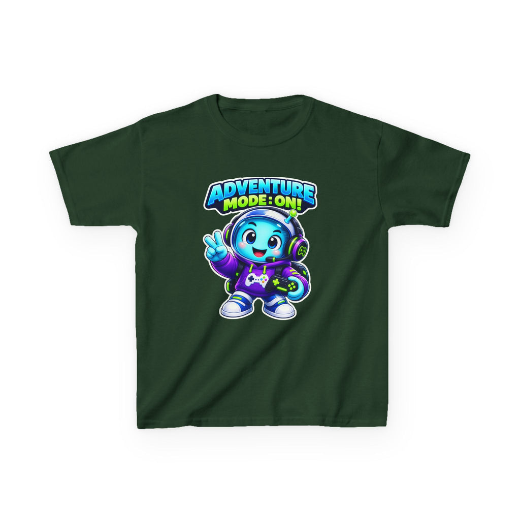 Kids Adventure T-Shirt — 'Adventure Mode On!' Cute Gamer Alien Graphic Tee