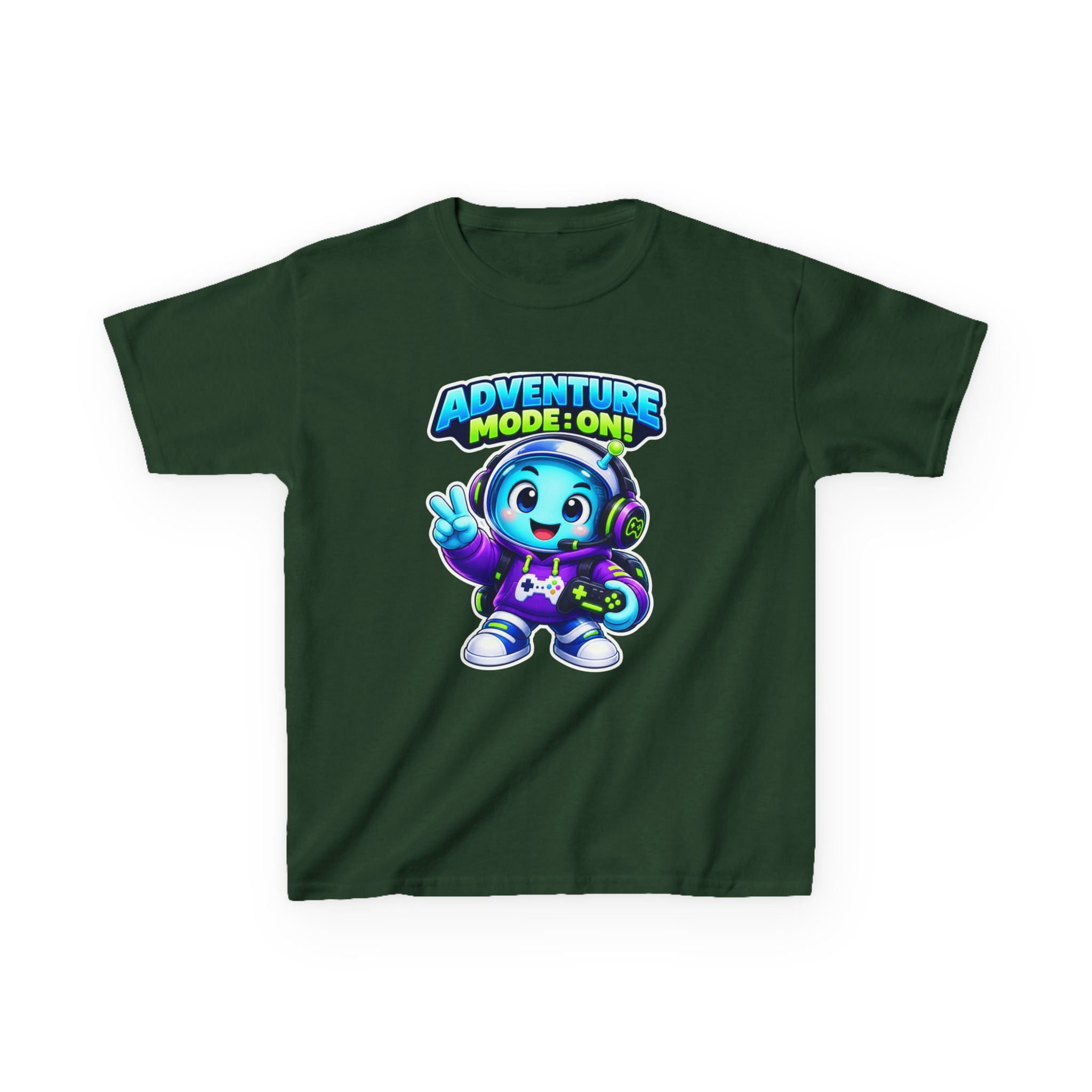 Kids Adventure T-Shirt — 'Adventure Mode On!' Cute Gamer Alien Graphic Tee