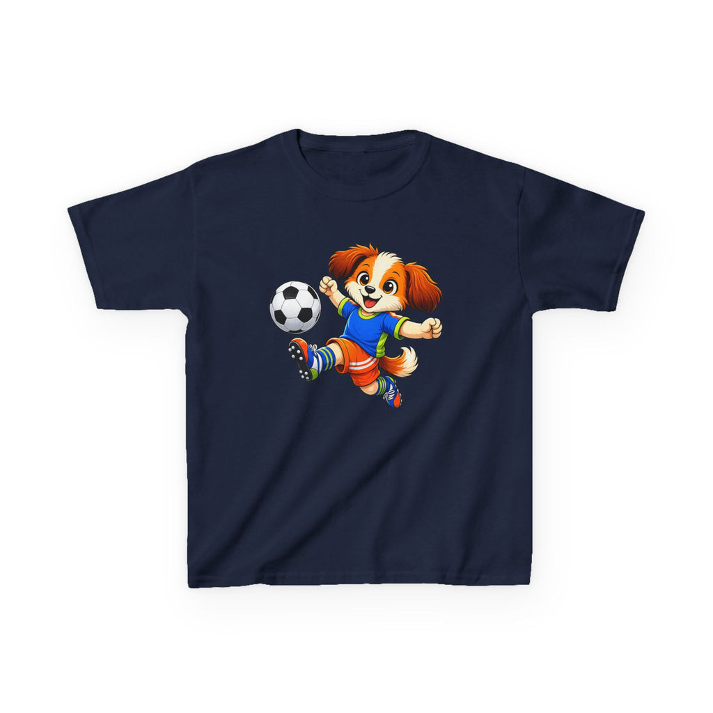 Kids Soccer T-Shirt — 'Pup FC' Cute Puppy Kicking Soccer Ball Graphic Tee