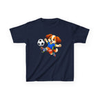 Kids Soccer T-Shirt — 'Pup FC' Cute Puppy Kicking Soccer Ball Graphic Tee