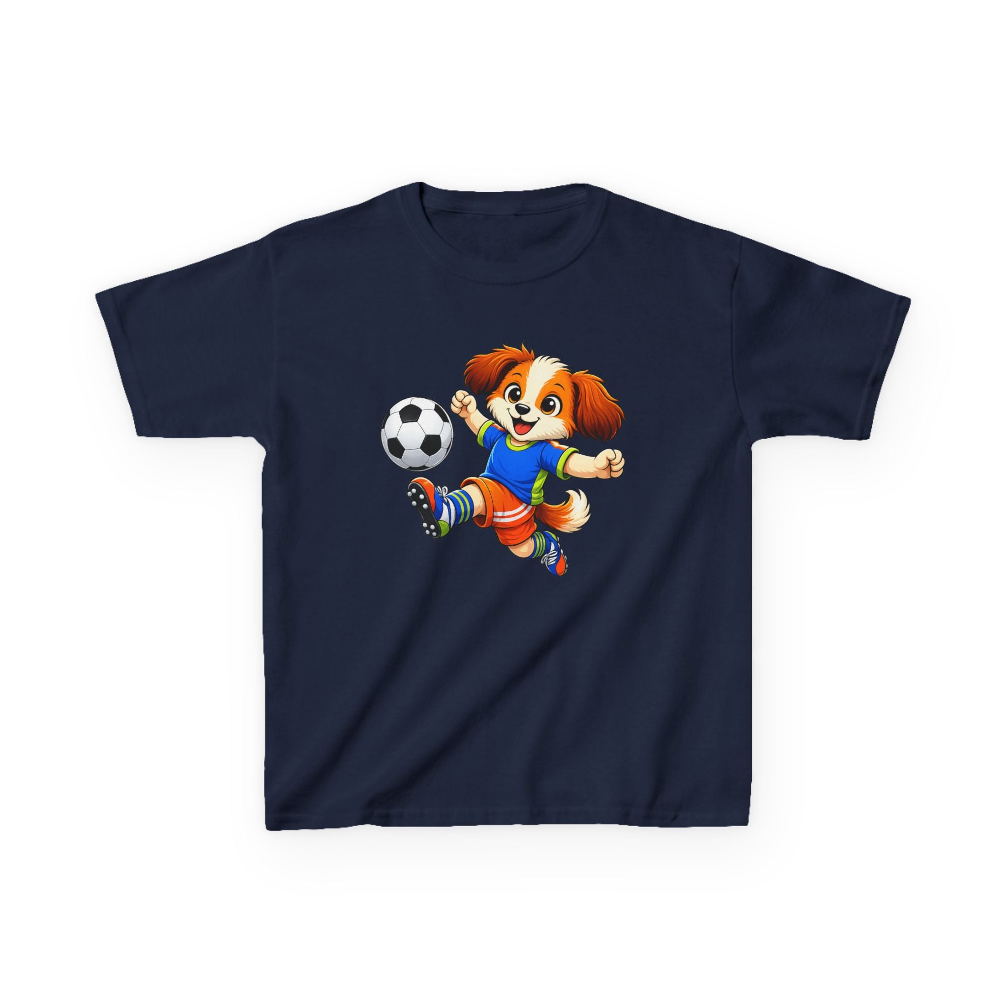 Kids Soccer T-Shirt — 'Pup FC' Cute Puppy Kicking Soccer Ball Graphic Tee