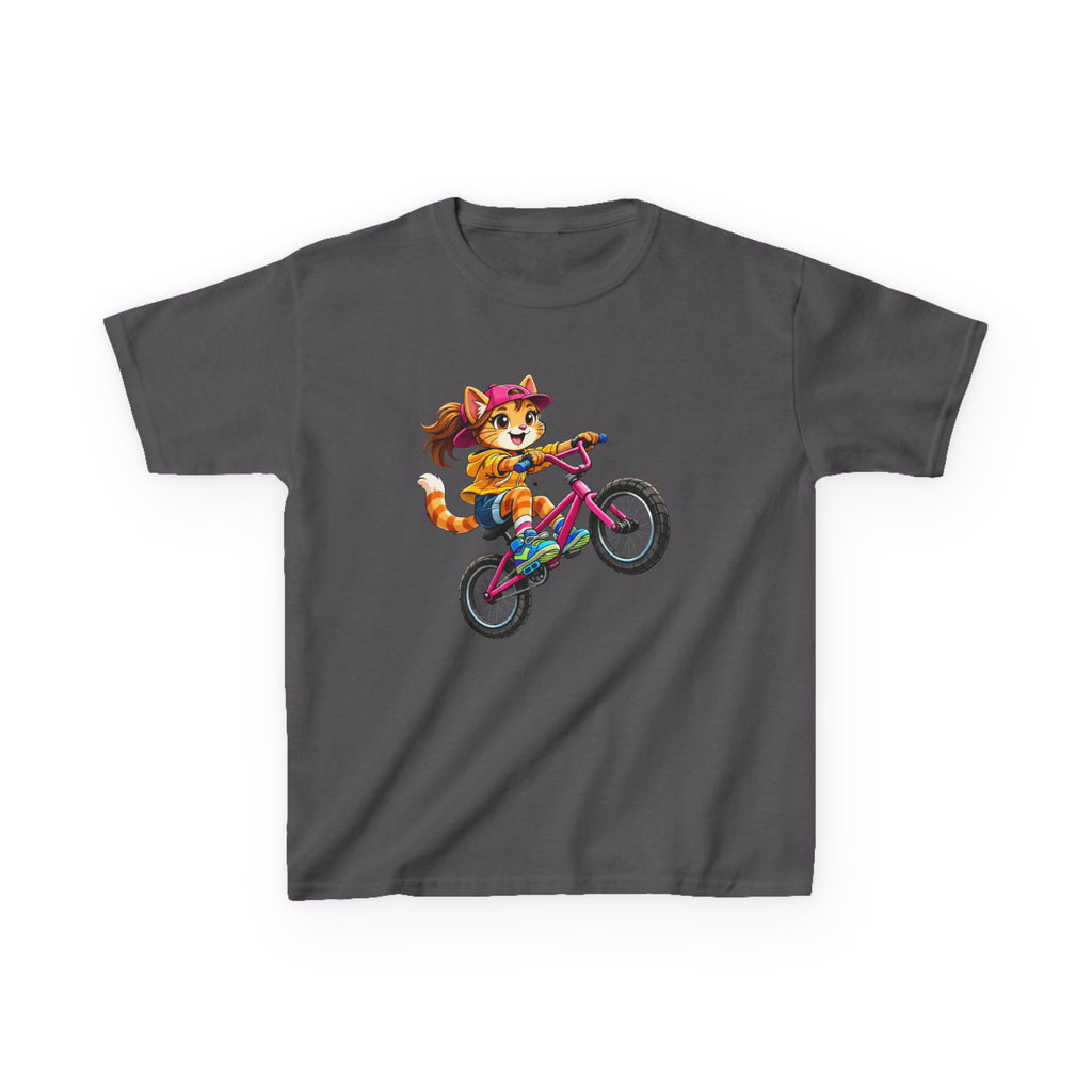 Kids Fox T-Shirt — 'Ride Bold' Cartoon Fox Girl on Bike Graphic Tee