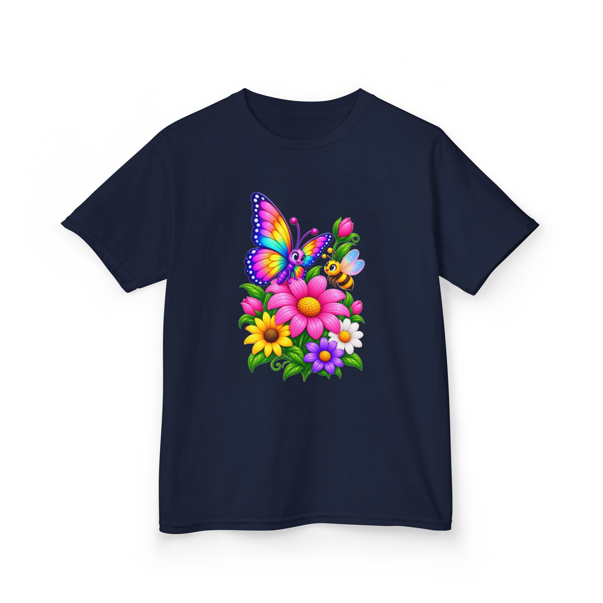 Kidxtr™ Kids Butterfly T-Shirt — 'Flutter & Bloom' Rainbow Butterfly Garden Graphic Tee