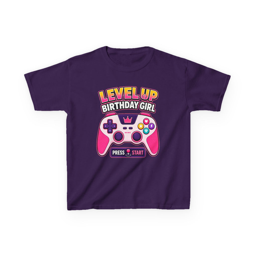 Kids Gaming T-Shirt — 'Level Up Birthday Girl' Gamer Graphic Tee