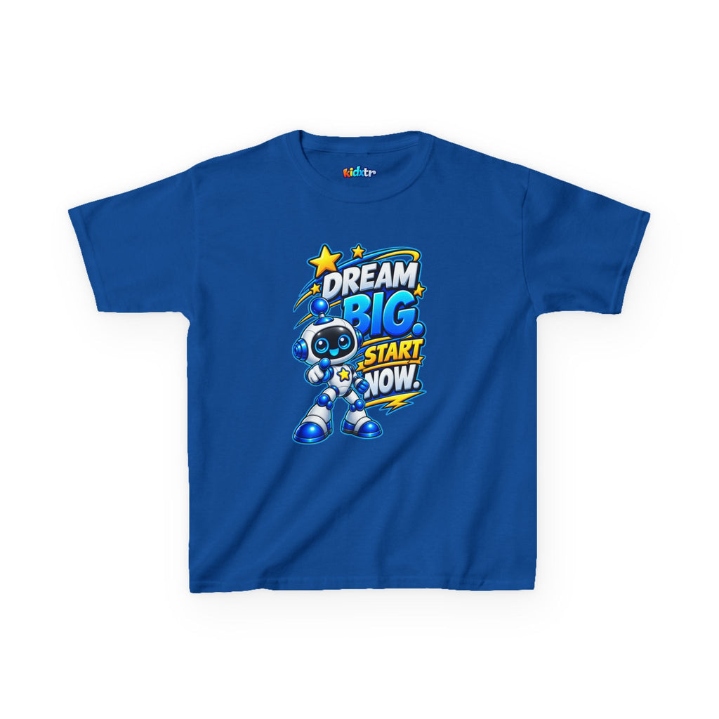 Kidxtr™ Kids Robot T-Shirt — 'Dream Big, Start Now' Motivational Robot Graphic Tee