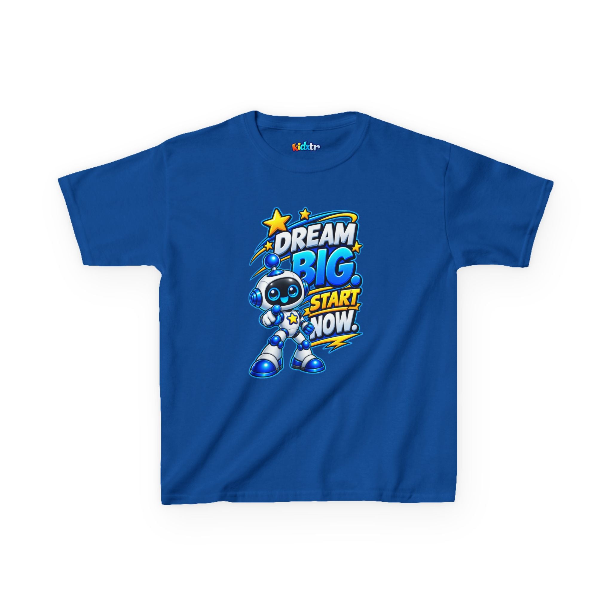 Kidxtr™ Kids Robot T-Shirt — 'Dream Big, Start Now' Motivational Robot Graphic Tee