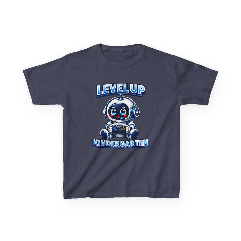 Level Up Kindergarten Robot Kids T‑Shirt — Back to School Shirt for Boys & Girls