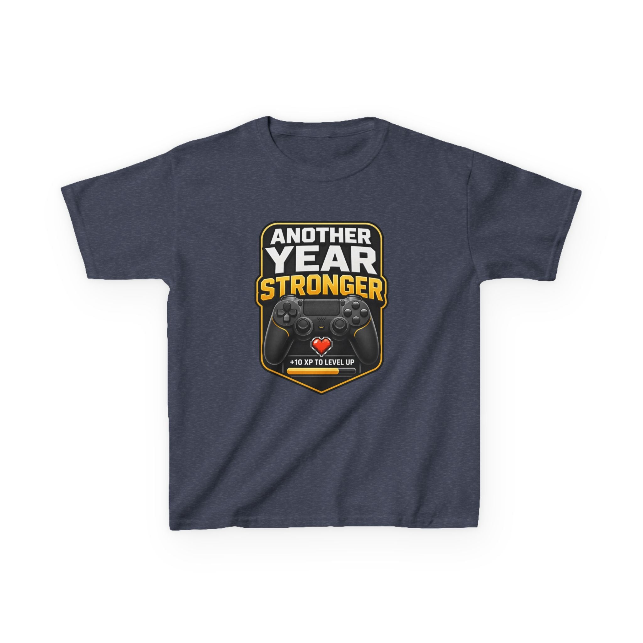 Kids Birthday T-Shirt — 'Another Year Stronger' +10 XP Level Up Graphic Tee