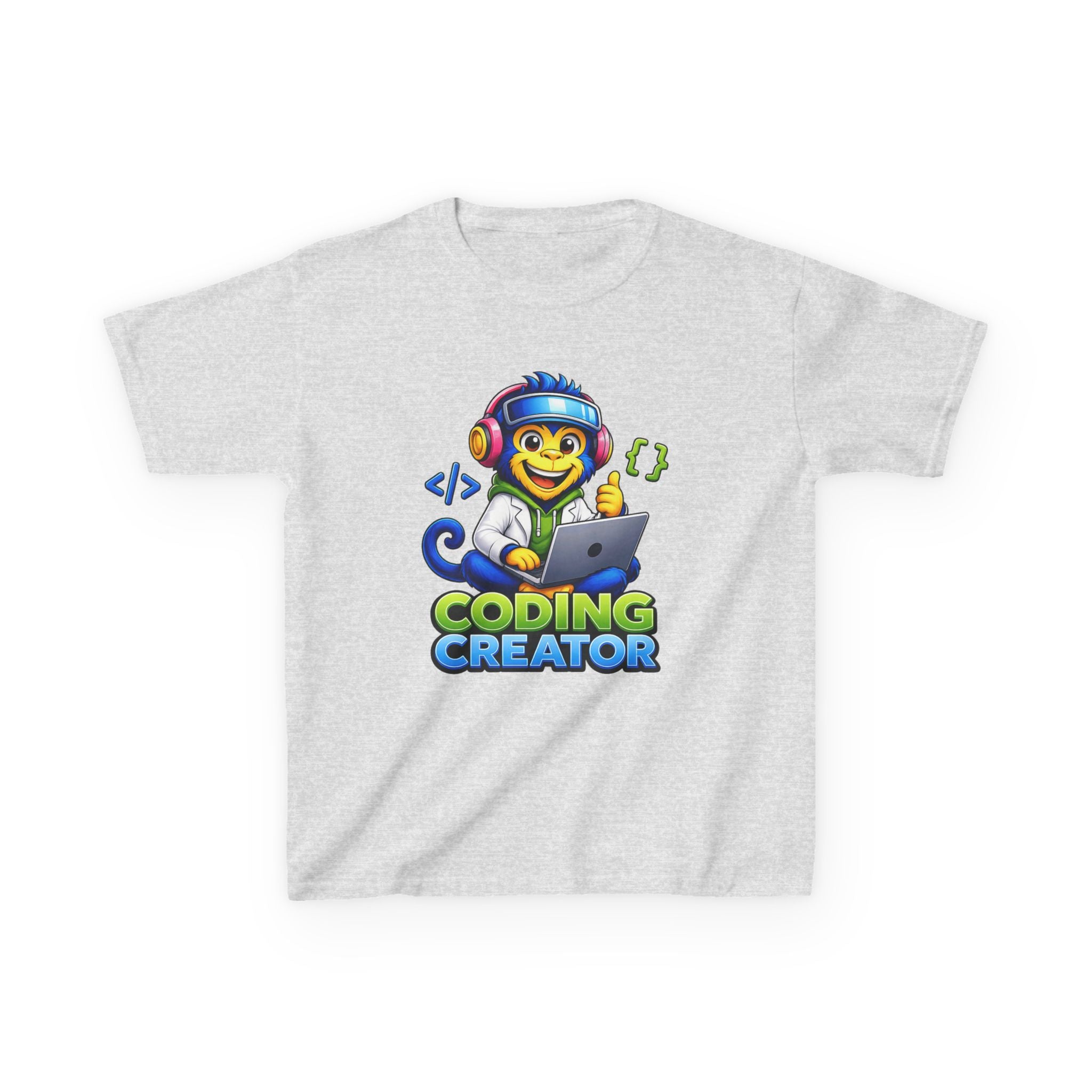 Kids Coding T-Shirt — 'Coding Creator' Cute Monkey Programmer Graphic Tee