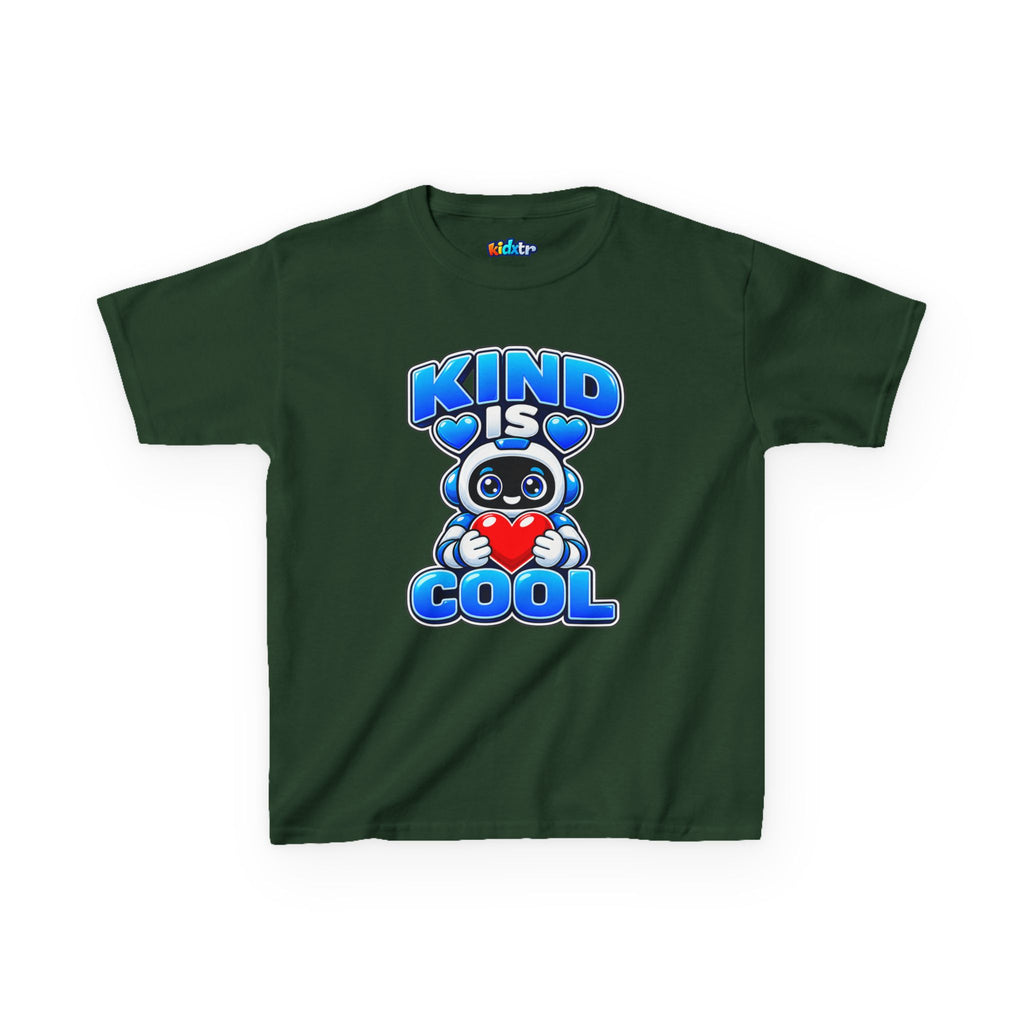 Kidxtr™ Kids Kindness T-Shirt — 'Kind Is Cool' Robot Heart Graphic Tee