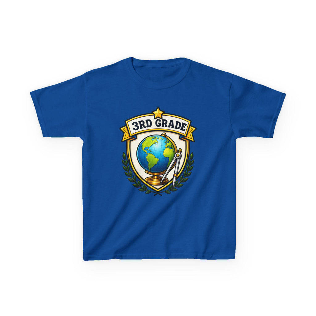 Kids 3rd Grade T-Shirt — 'Globe Badge' Back-to-School Graphic Tee