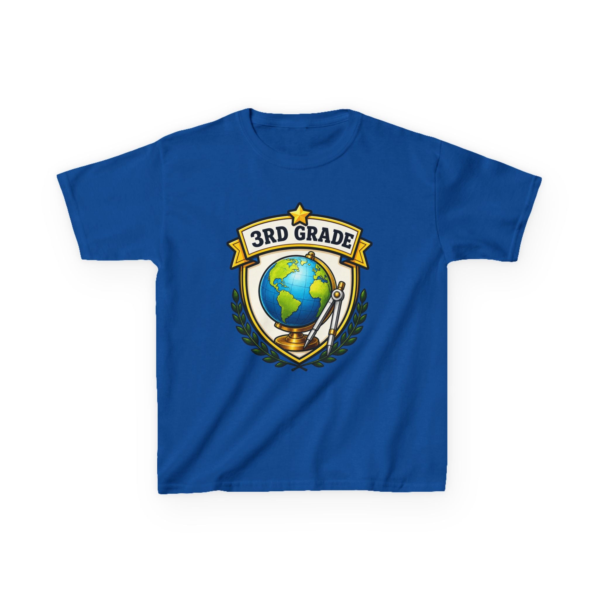 Kids 3rd Grade T-Shirt — 'Globe Badge' Back-to-School Graphic Tee