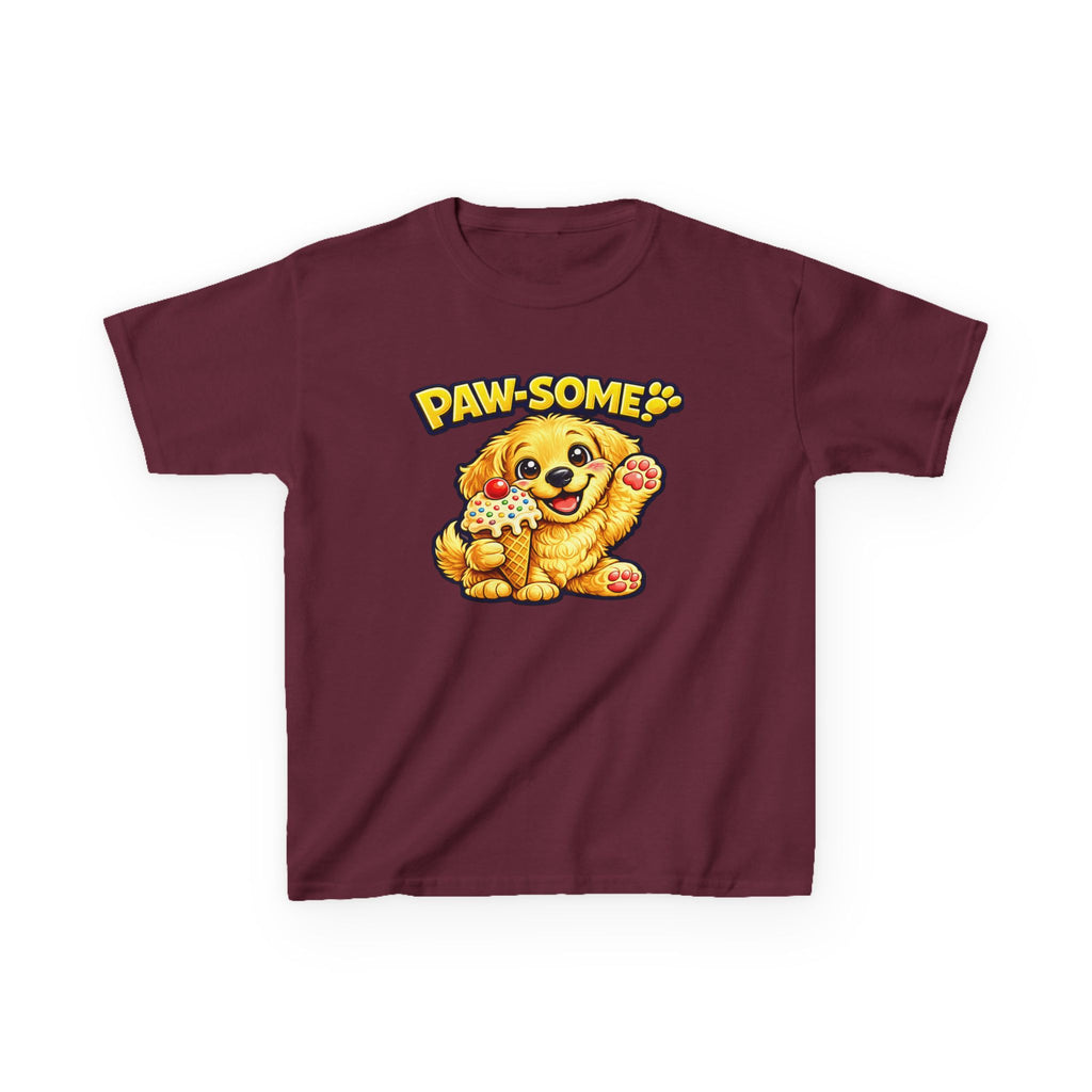 Kids Dog T-Shirt — 'Paw-some!' Golden Puppy Graphic Tee