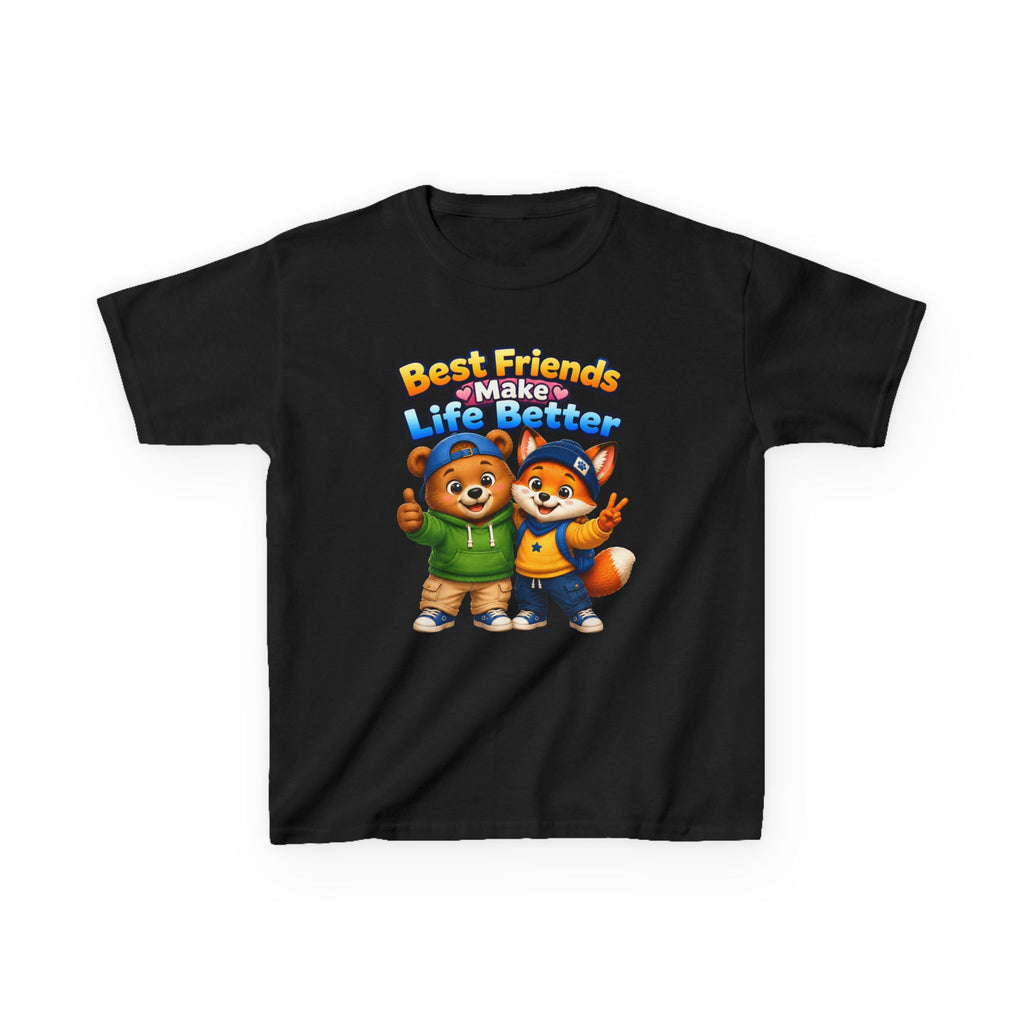 Kids Friendship T-Shirt — 'Best Friends Make Life Better' Cute Bear & Fox Graphic Tee