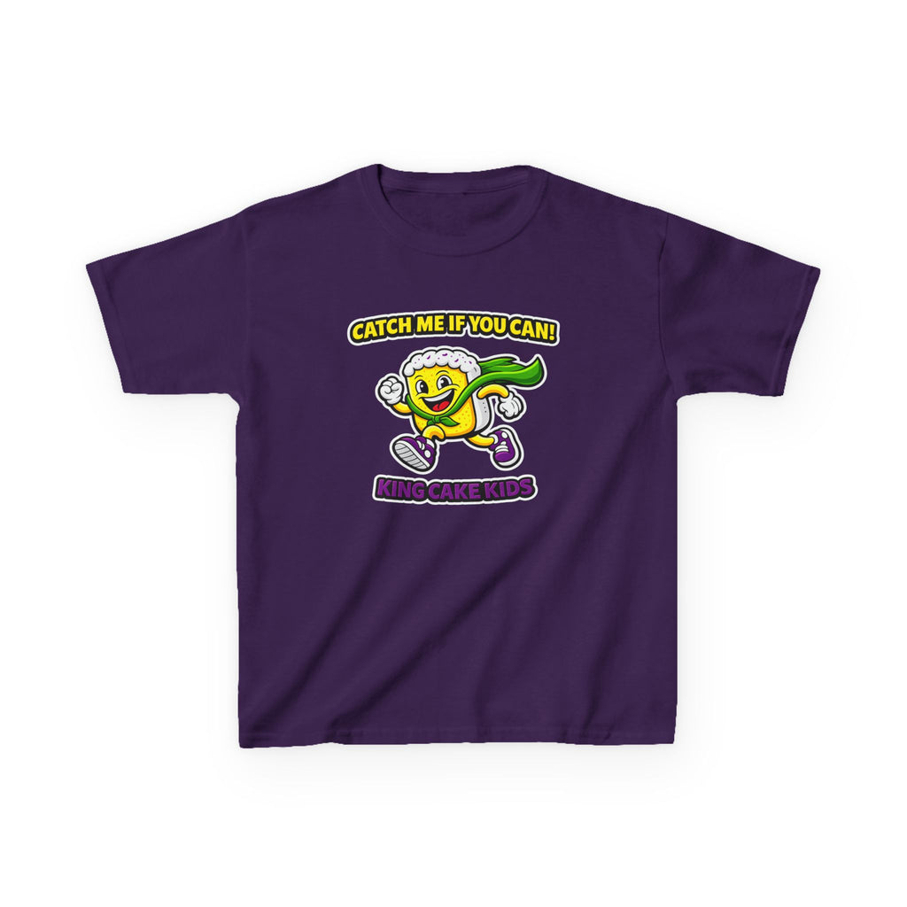Kids King Cake T-Shirt — 'Catch Me If You Can' Mardi Gras Graphic Tee