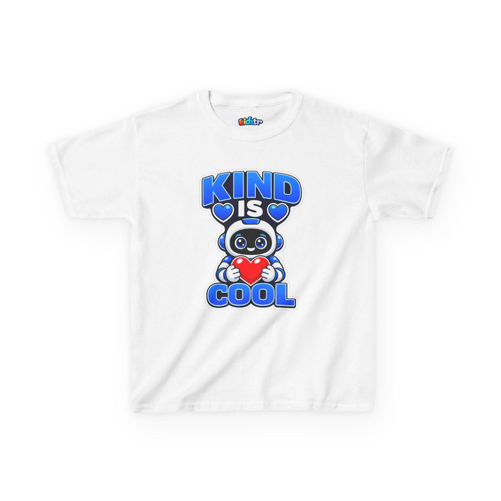 Kidxtr™ Kids Robot T-Shirt — 'Kind Is Cool' Heart Graphic Tee