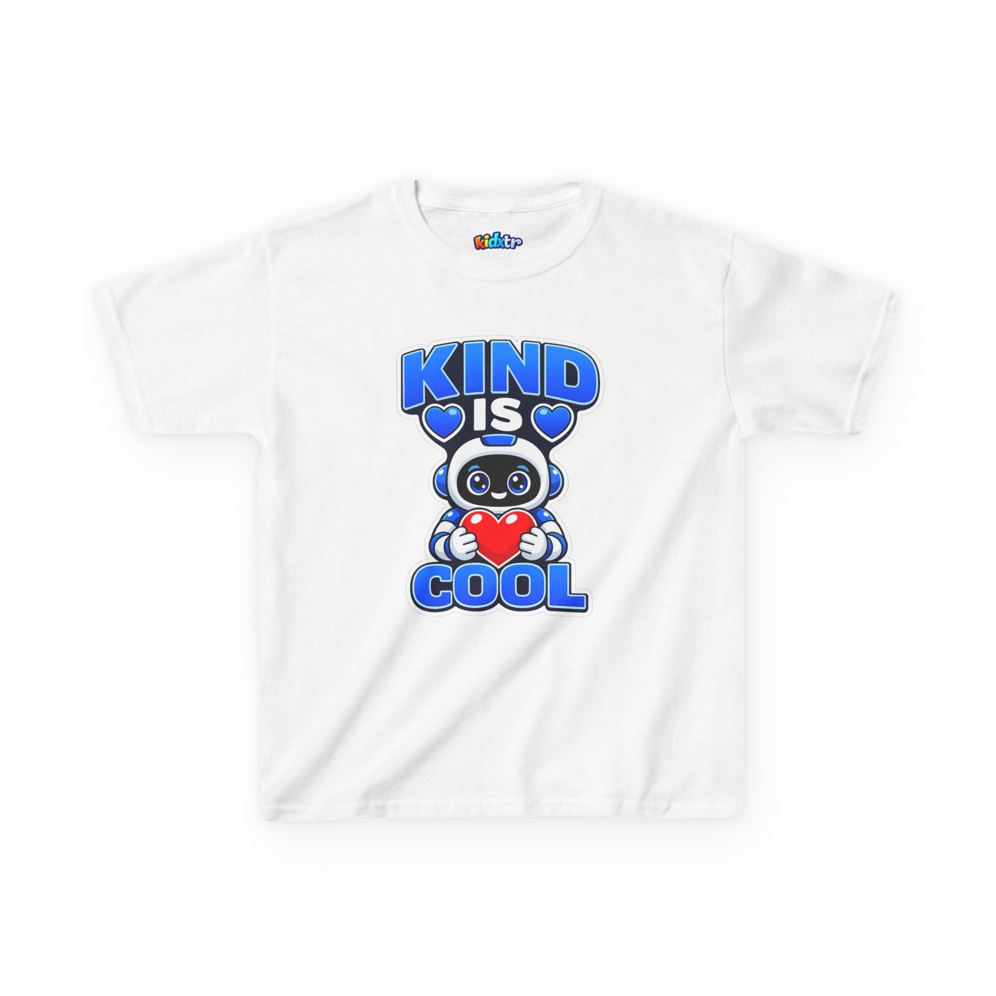 Kidxtr™ Kids Robot T-Shirt — 'Kind Is Cool' Heart Graphic Tee