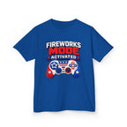 Kids Tee — "Fireworks Mode Activated" Patriotic Gamer Shirt