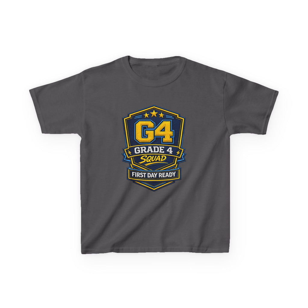 Kids Grade 4 T-Shirt — 'G4 Squad' First Day Ready Back-to-School Graphic Tee
