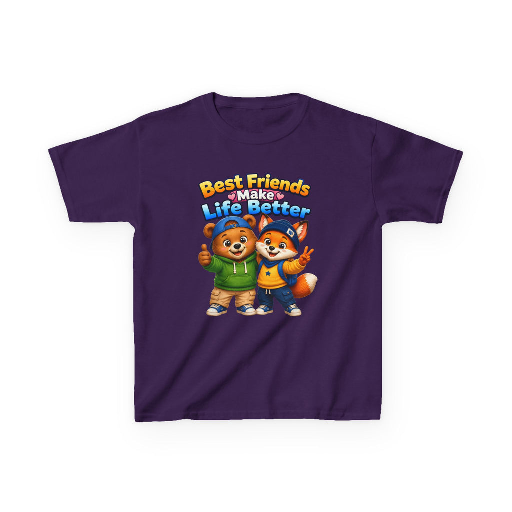 Kids Friendship T-Shirt — 'Best Friends Make Life Better' Cute Bear & Fox Graphic Tee