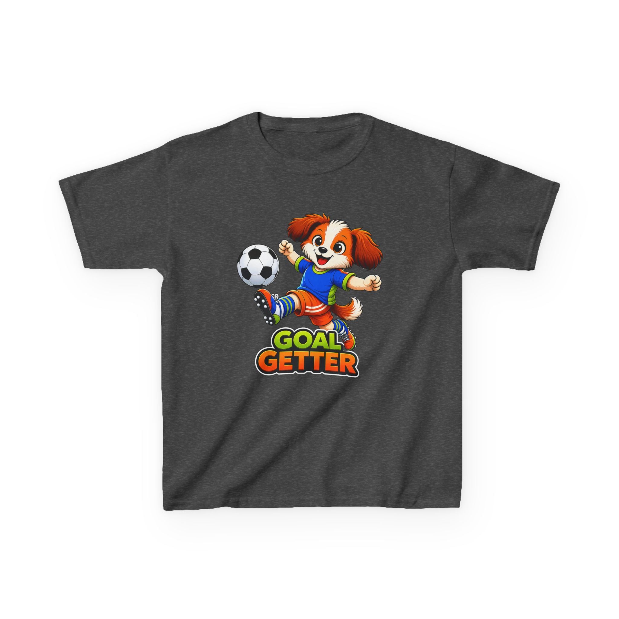 Kids Soccer T-Shirt — 'Goal Getter' Cute Puppy Soccer Graphic Tee