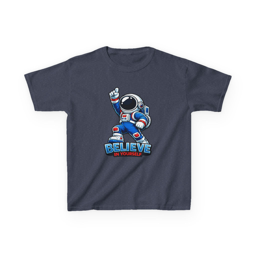 Kids Astronaut T-Shirt — 'Believe In Yourself' Motivational Graphic Tee