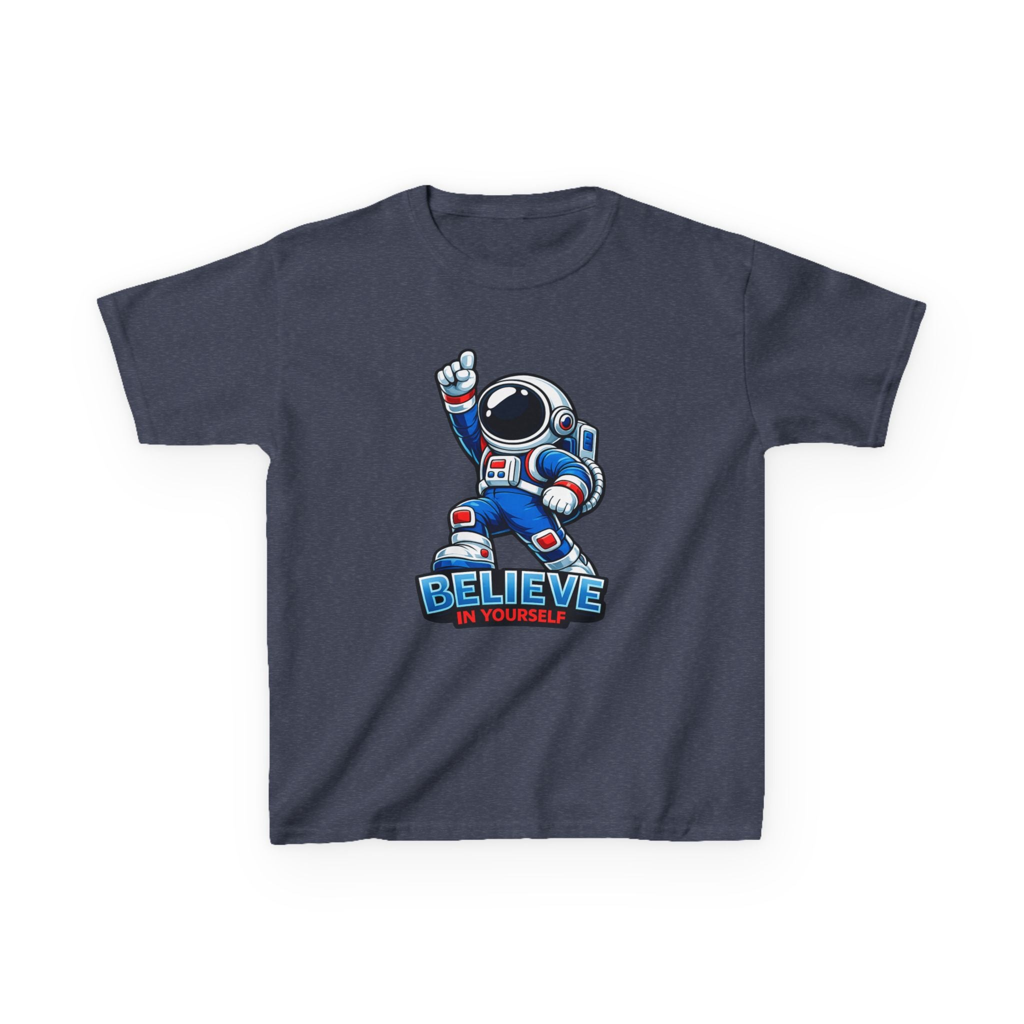 Kids Astronaut T-Shirt — 'Believe In Yourself' Motivational Graphic Tee
