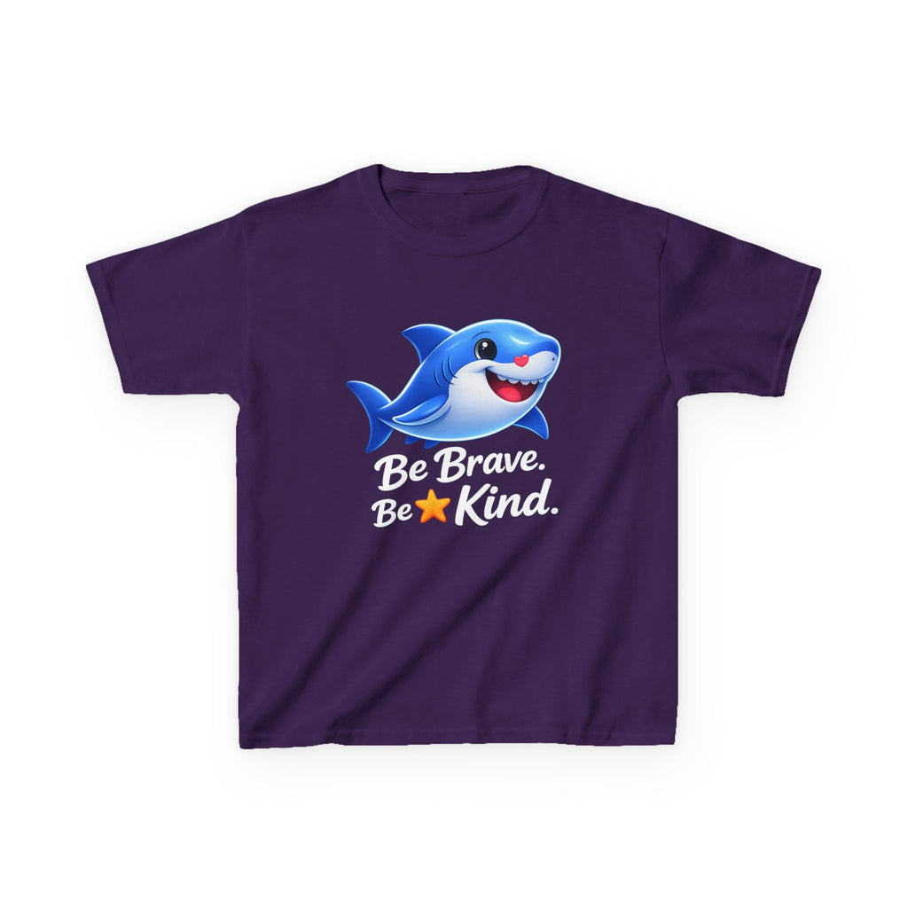 Kids Shark T-Shirt — 'Be Brave. Be Kind.' Cute Shark Graphic Tee