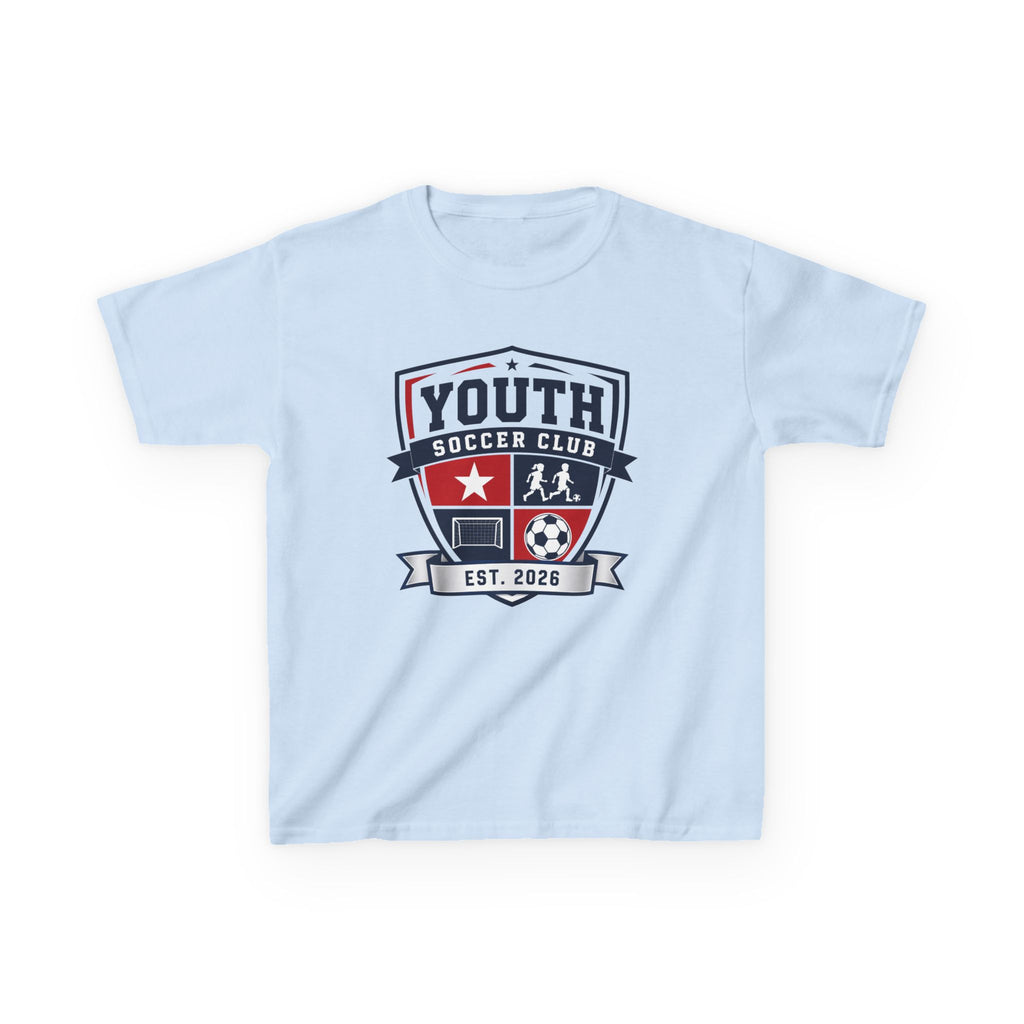 Youth Soccer Club Kids Tee — 'Youth Soccer Club' Crest Shirt (Est. 2026)