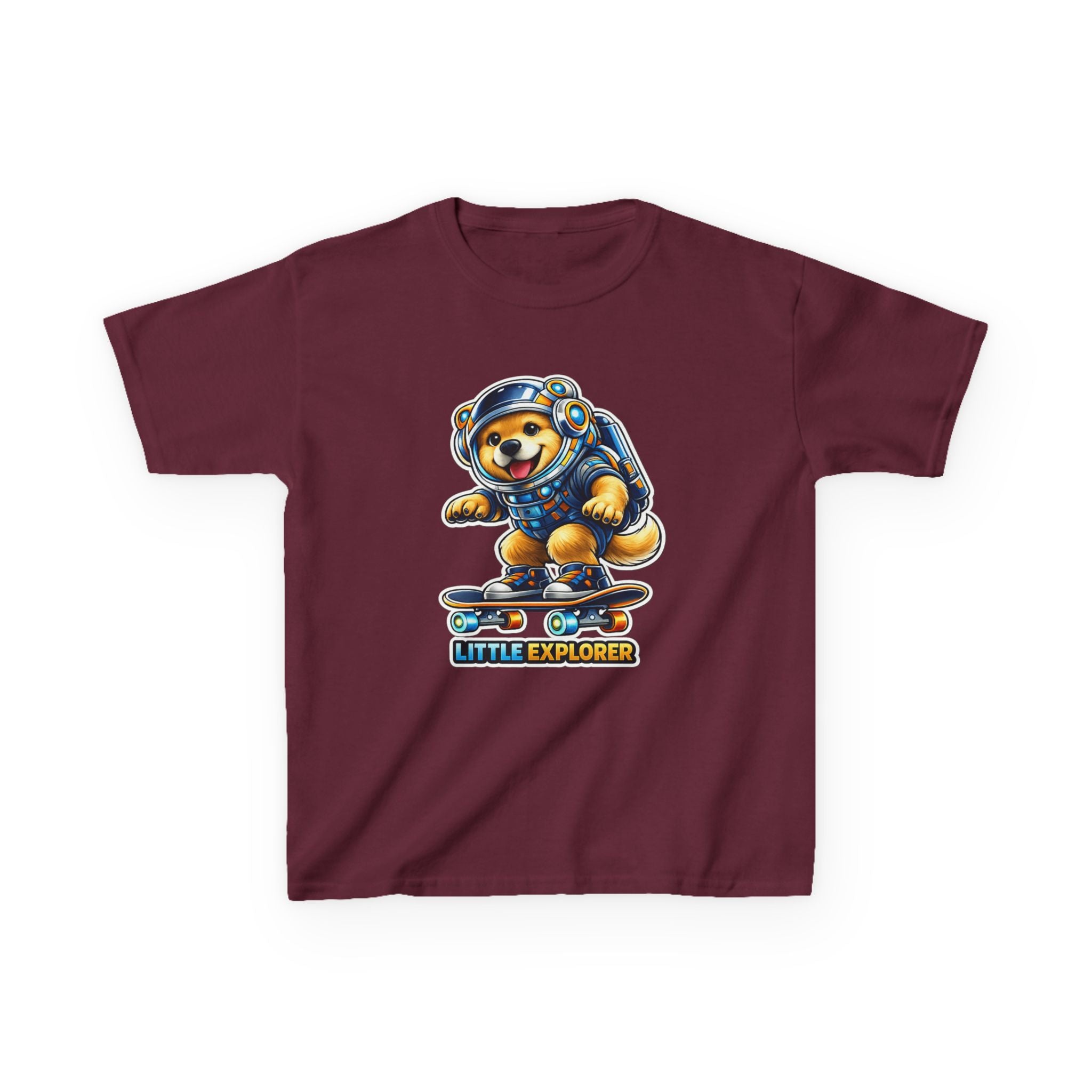 Kids Skateboard T-Shirt — 'Little Explorer' Skateboarding Puppy Graphic Tee