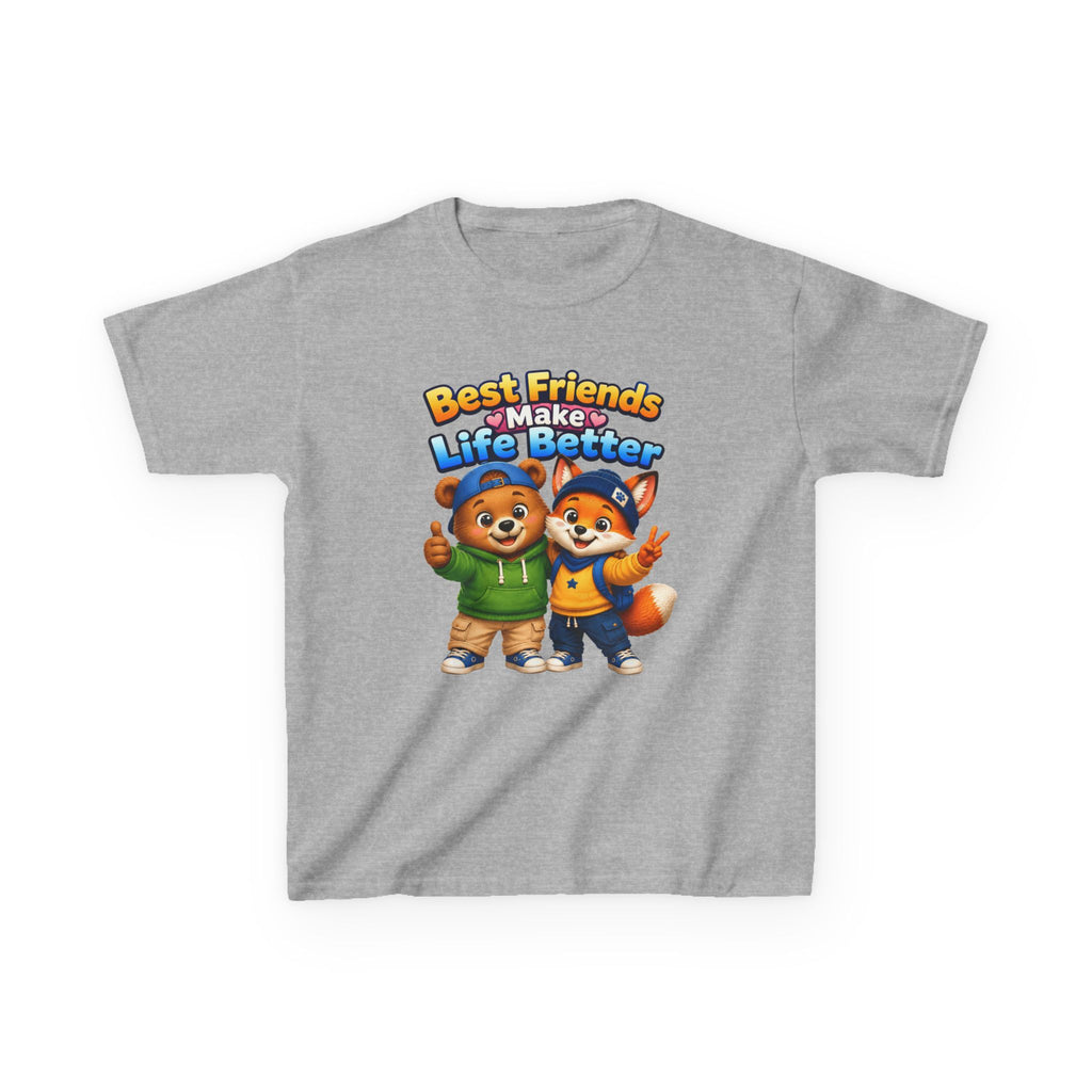Kids Friendship T-Shirt — 'Best Friends Make Life Better' Cute Bear & Fox Graphic Tee