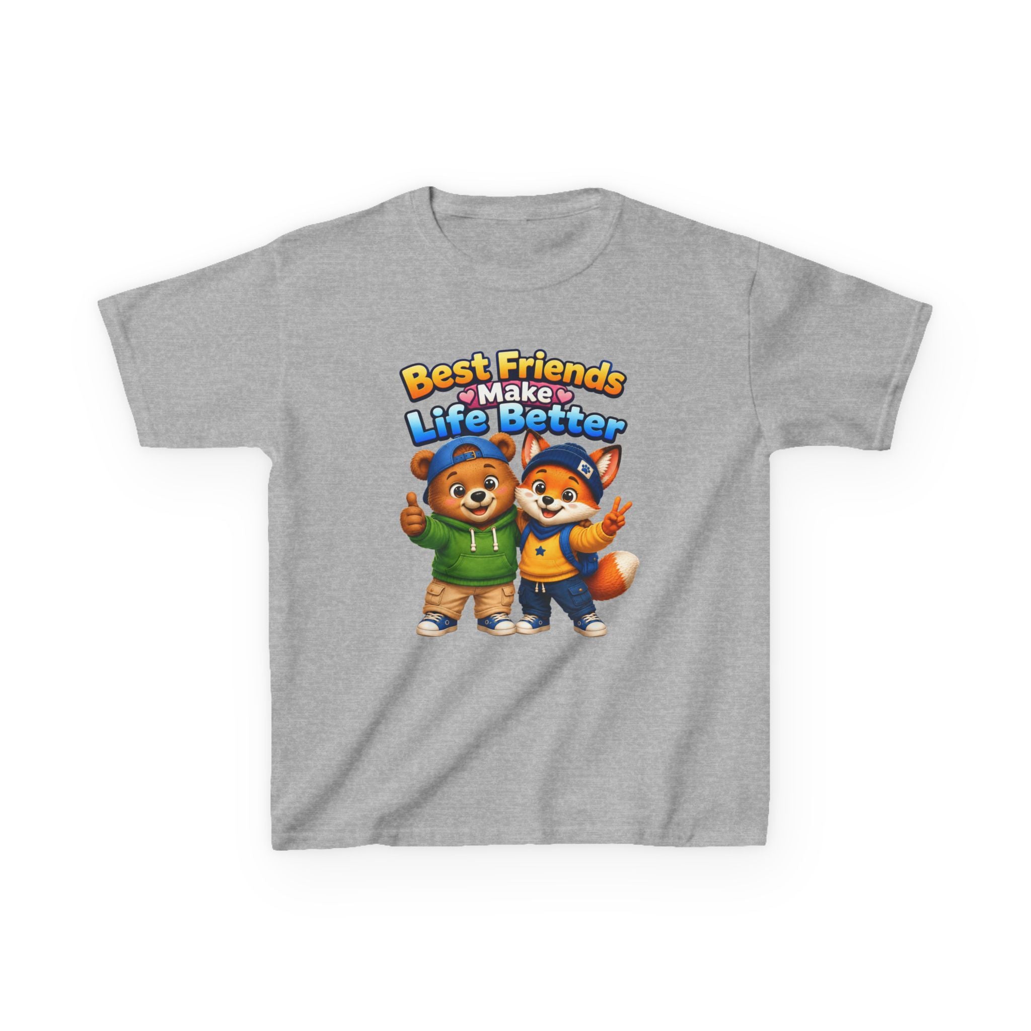 Kids Friendship T-Shirt — 'Best Friends Make Life Better' Cute Bear & Fox Graphic Tee