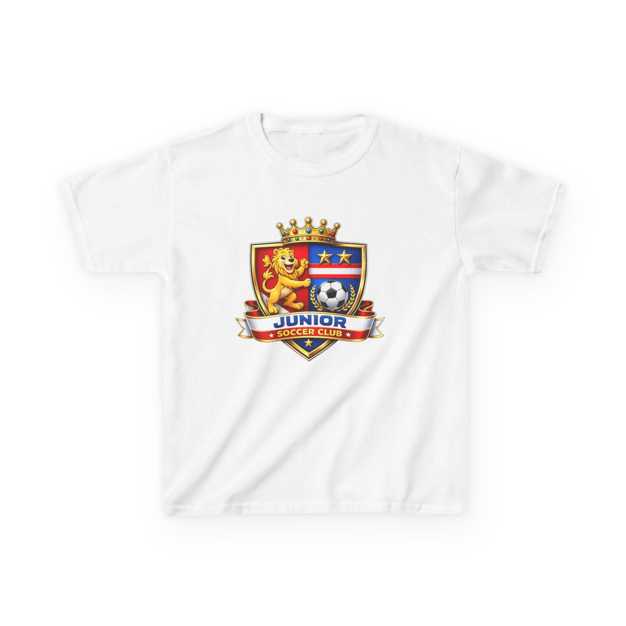 Kids Soccer T-Shirt — 'Junior Soccer Club' Crest Graphic Tee