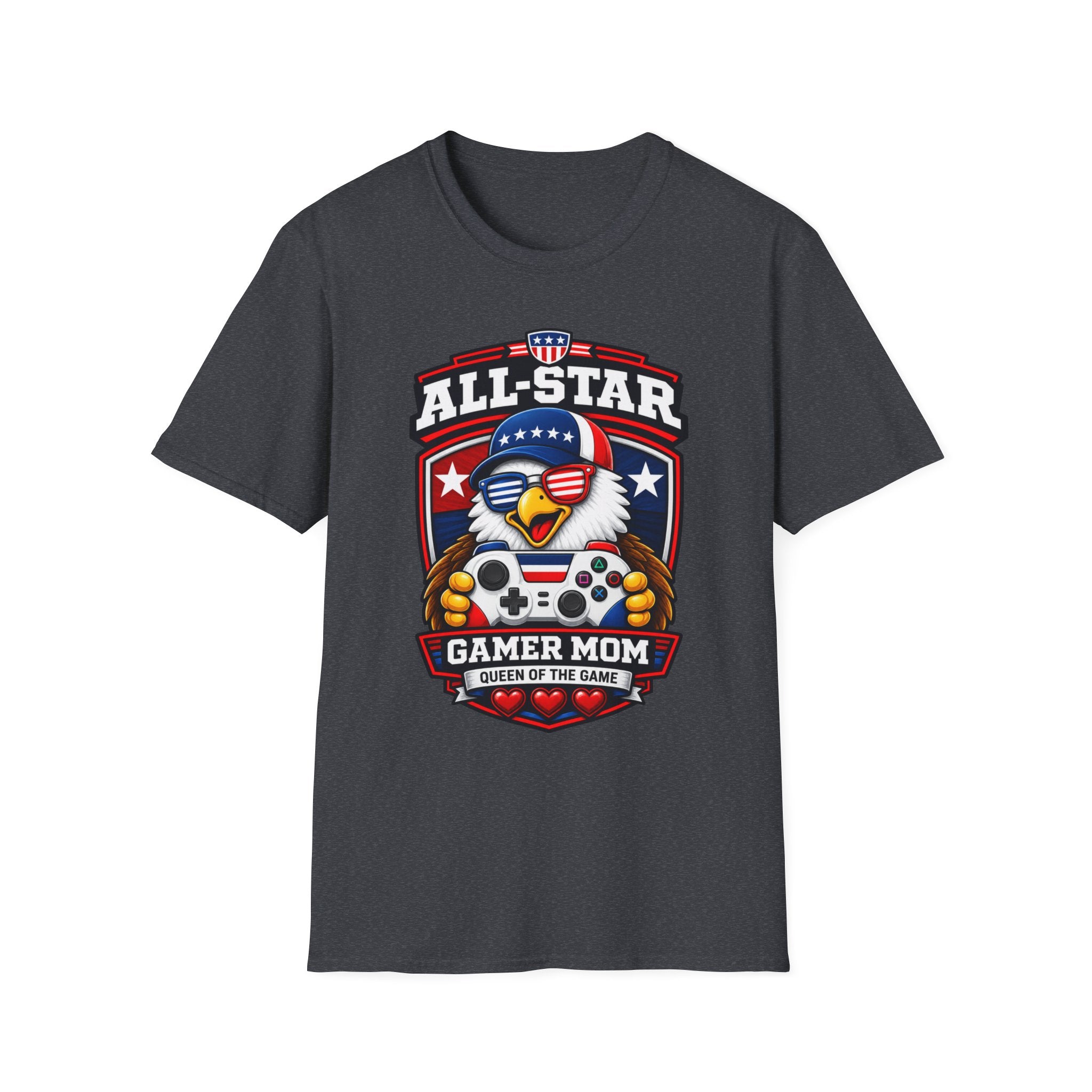 All-Star Gamer Mom T-Shirt — Patriotic Eagle Gaming Graphic Tee