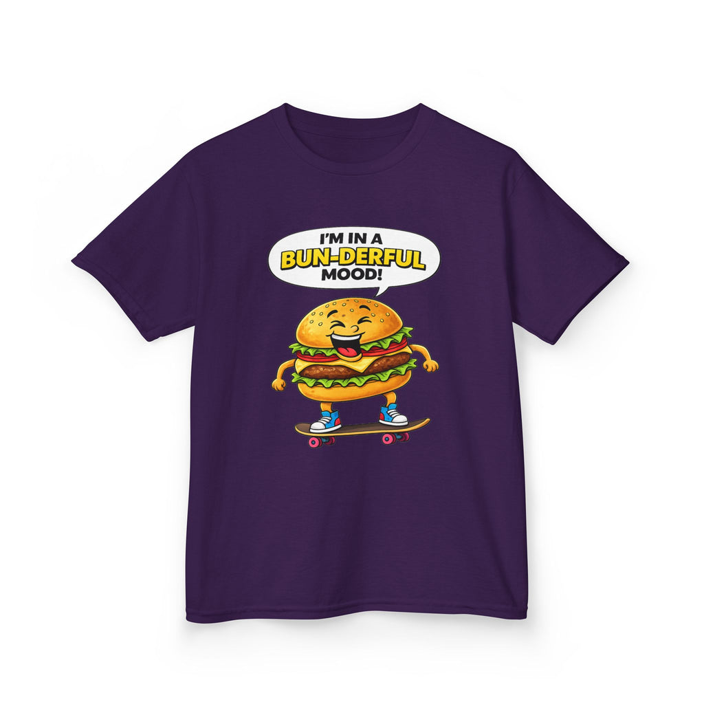 Kids Burger T-Shirt — 'Bun-derful Mood' Skateboard Graphic Tee