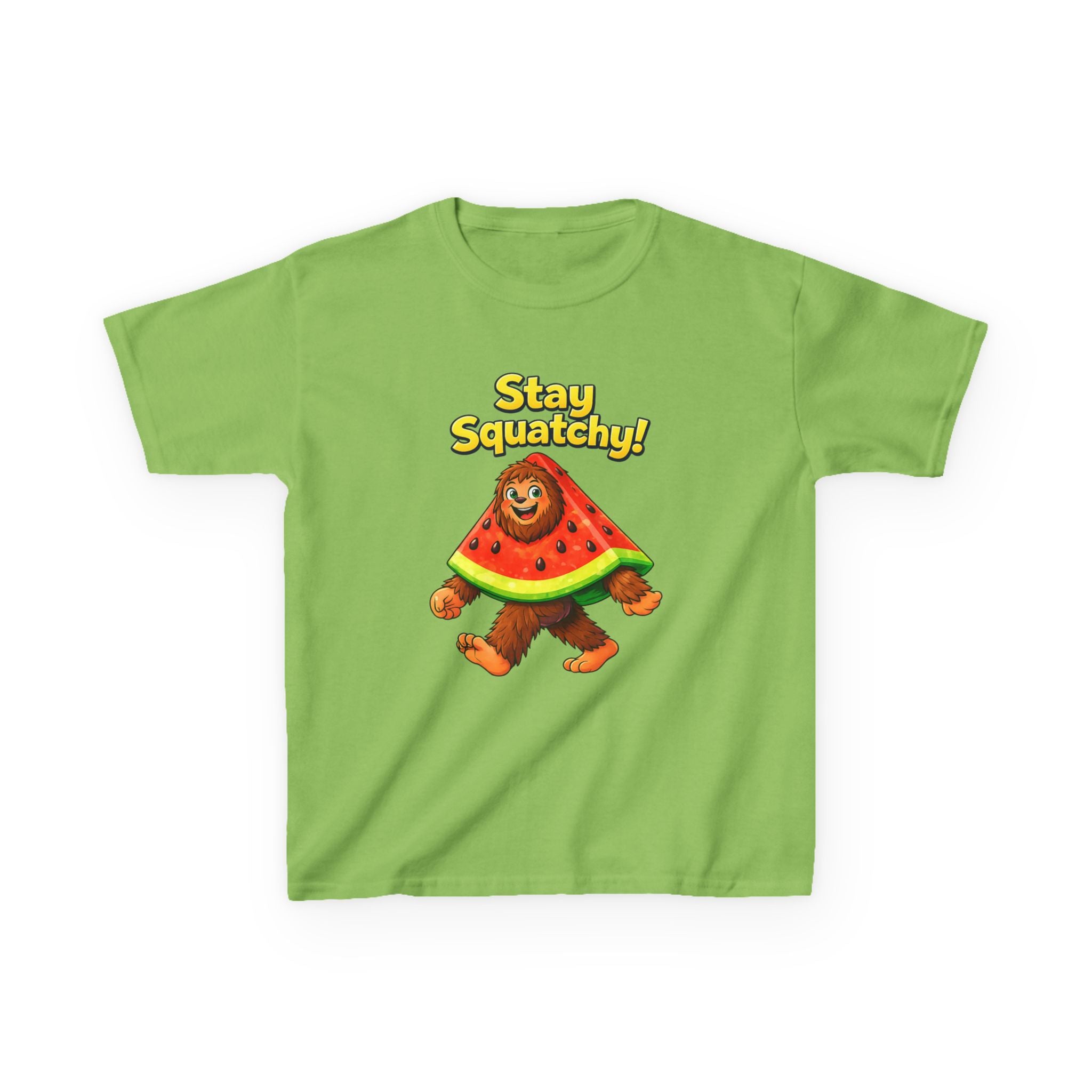 Kids Sasquatch T-Shirt — 'Stay Squatchy!' Watermelon Graphic Tee