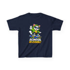 Kids School T-Shirt — 'School Is Cool' Skateboard Cat Graphic Tee