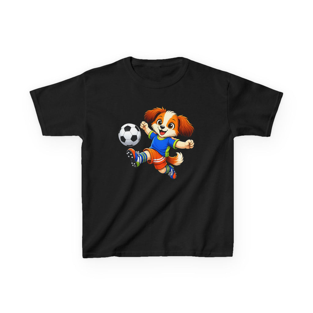 Kids Soccer T-Shirt — 'Pup FC' Cute Puppy Kicking Soccer Ball Graphic Tee