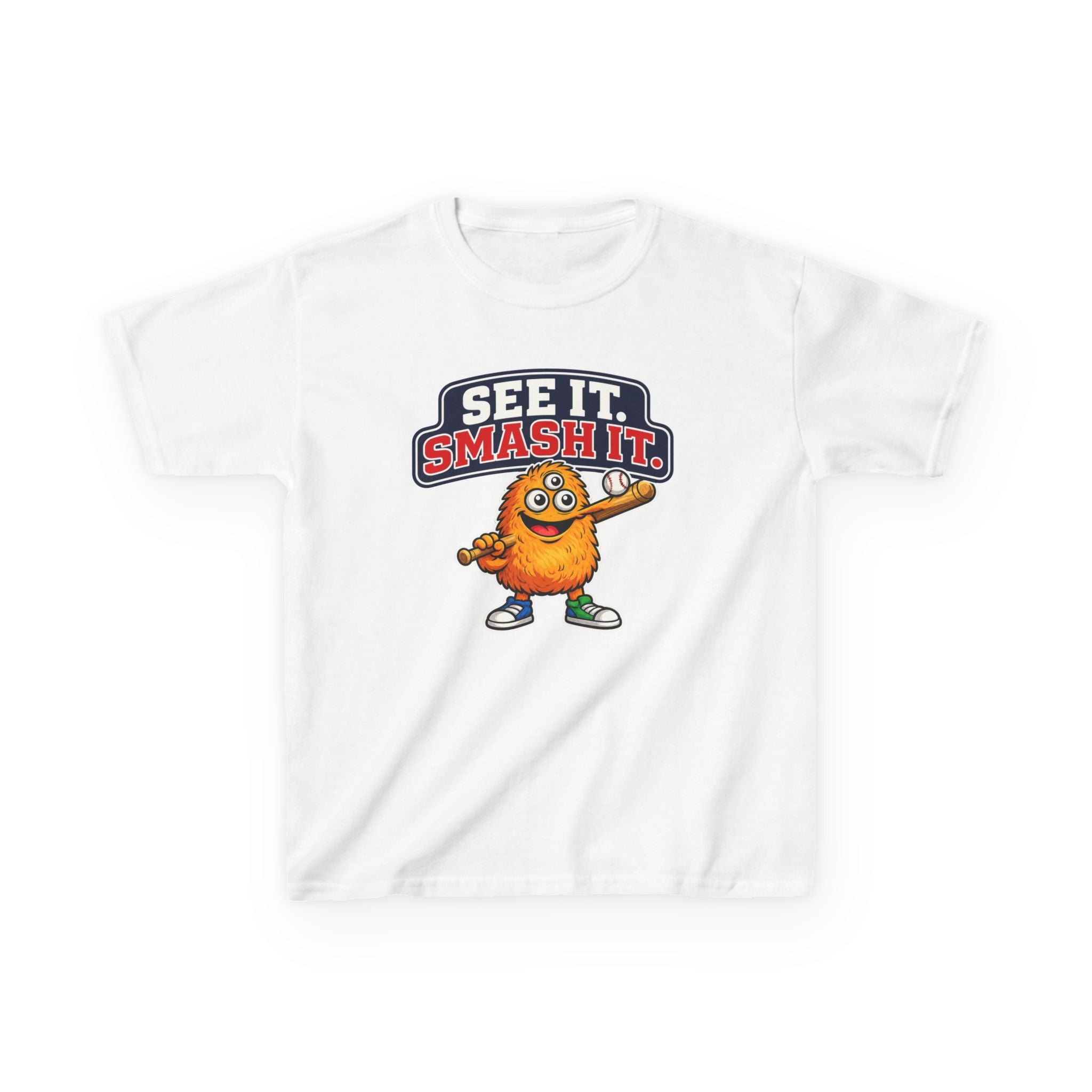 Kids Cookie T-Shirt — 'See It. Smash It.' Cartoon Cookie Character Graphic Tee