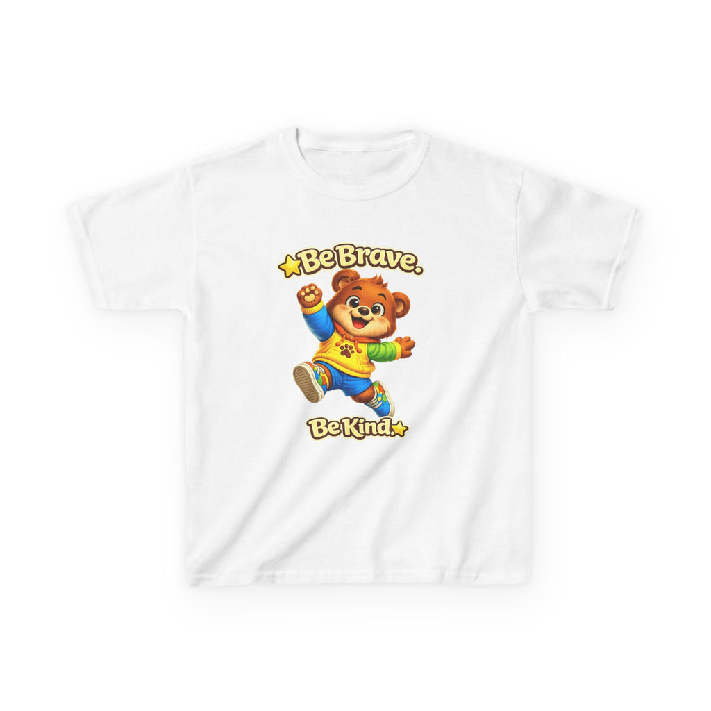 Kids Bear T-Shirt — 'Be Brave, Be Kind' Cute Bear Motivational Graphic Tee