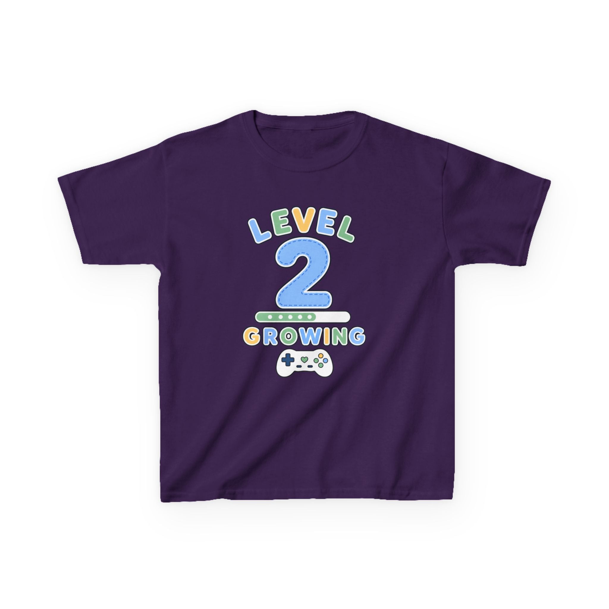 Kids Birthday Gaming T-Shirt — 'Level 2 Growing' Gamer Graphic Tee